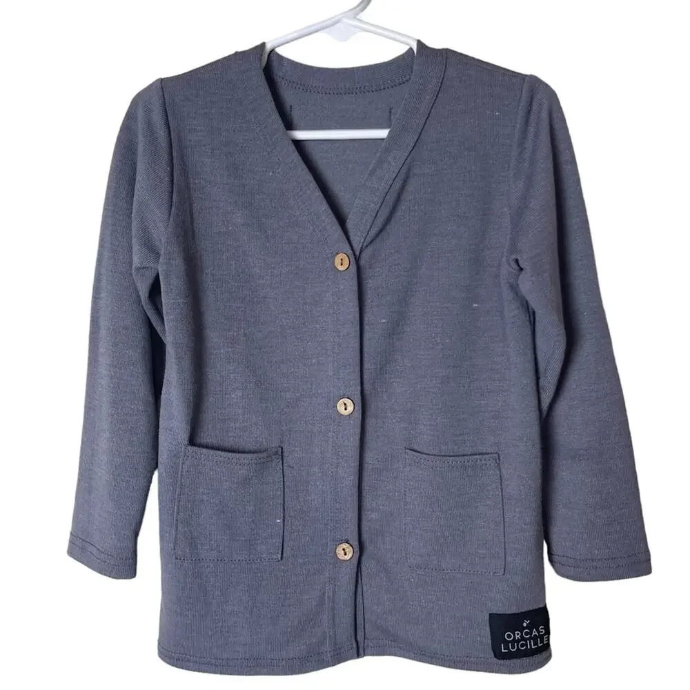 Orcas Lucille Long Sleeve Lightweight Cardigan Gray Size 3 Boys